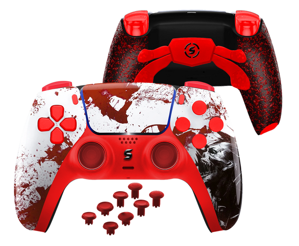 Hochwertiger, personalisierter PS5-Controller mit düsterem Zombie-Design und optimierter Steuerung.