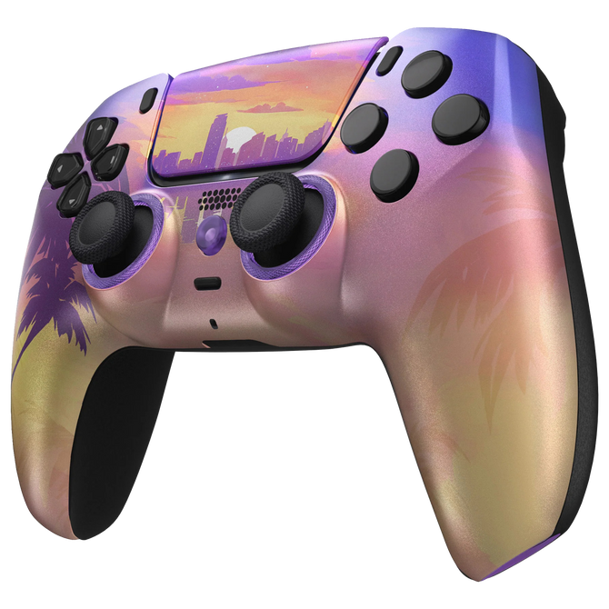 Custom PS5 Controller mit tropischem Farbverlauf und Trigger-Stop-Funktion