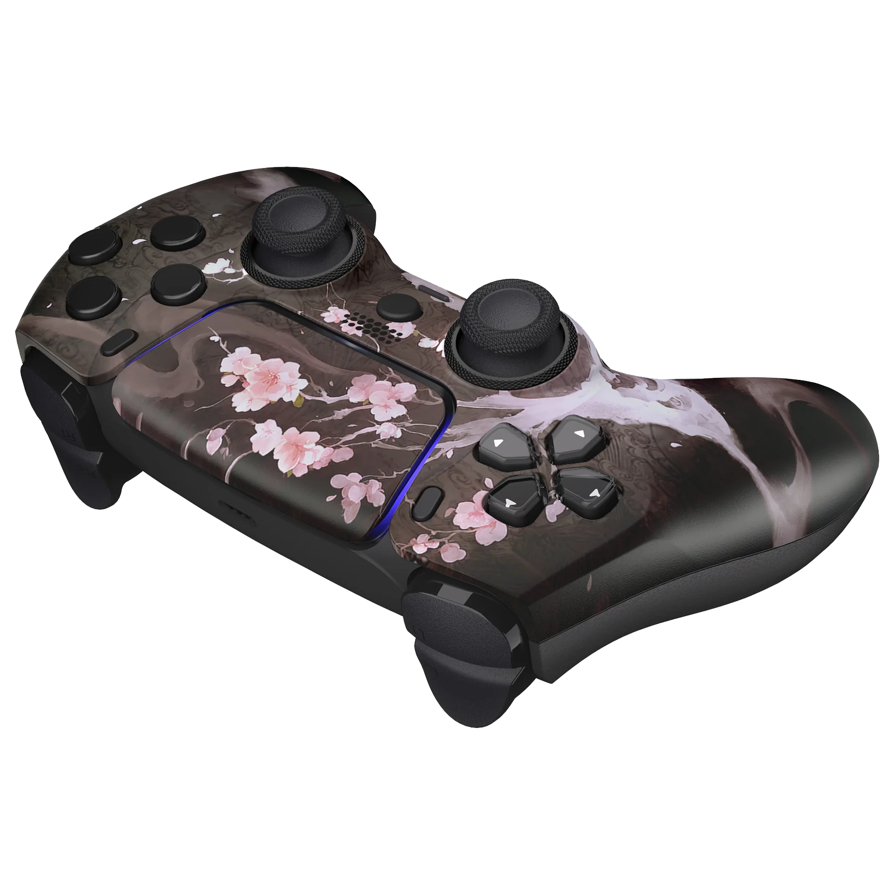 Zarter Kirschblüten-Design PS5 Controller mit rosa-weißen Blüten und elegantem Finish.